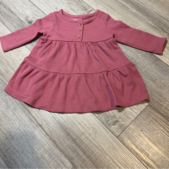 Carters Baby Tiered Thermal Dress with Diaper Cover-Long Sleeve & Flutter Detail - Picture 6 of 10